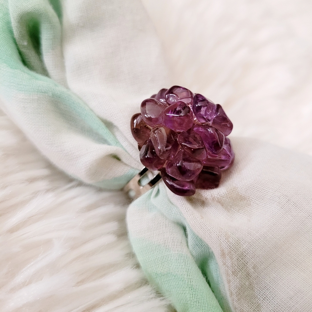 Flower Cluster Amethyst Ring - image 4